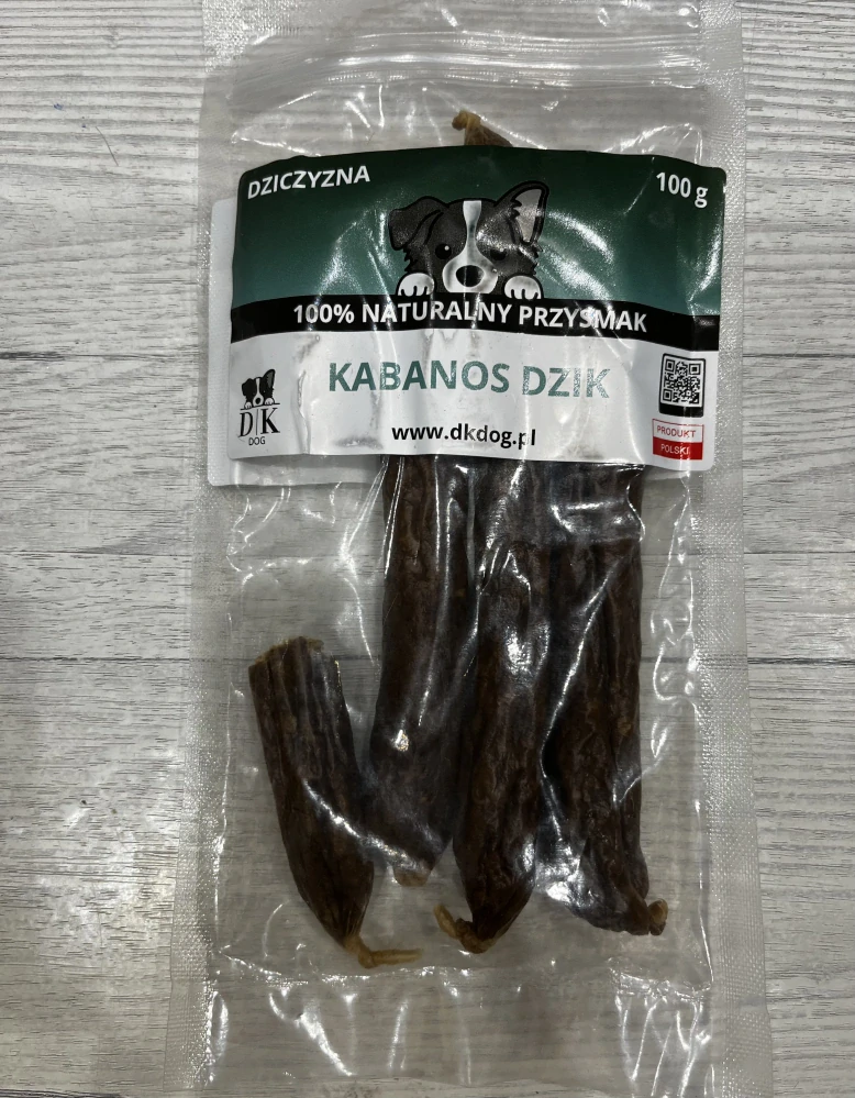 100 % kančí klobása pro psy 1ks – sušený pamlsek