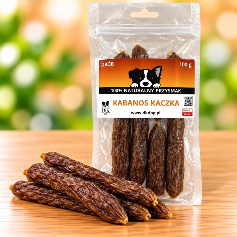 100 % kachní klobása pro psy 100g – sušený pamlsek