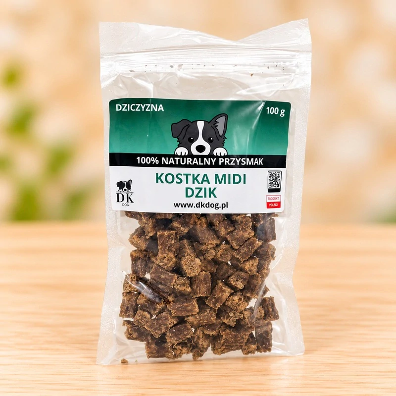 100 % kančí midi kostky pro psy 100 g – sušené maso