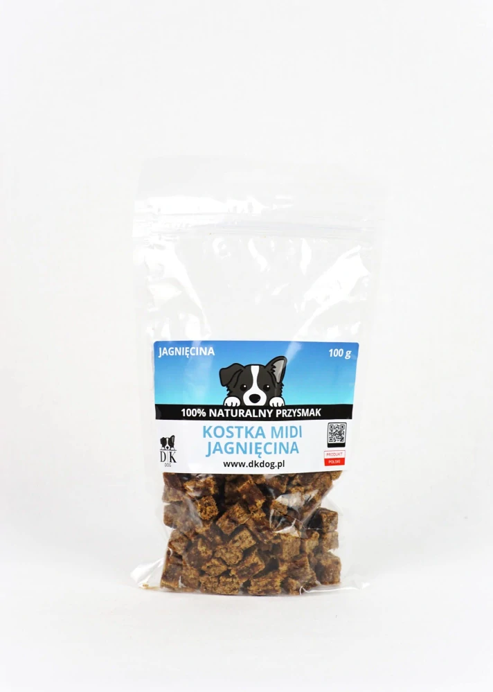 100 % jehněčí midi kostky pro psy 100 g – sušené maso