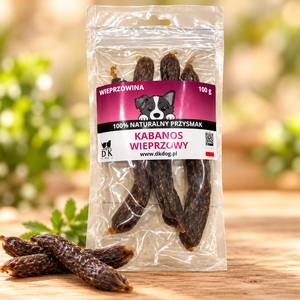 100 % vepřová klobása pro psy 100g – sušený pamlsek