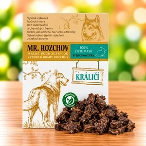 100% ČISTÉ SUŠENÉ MASO KRÁLIČÍ KOSTKY - přírodní pamlsek 80g