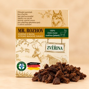 100% ČISTÉ SUŠENÉ ZVĚŘINOVÉ MASO KOSTKY - přírodní pamlsek 80g