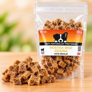 100 % husí midi kostky pro psy 100 g – sušené maso